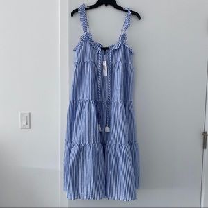 j crew striped ruffle maxi dress
